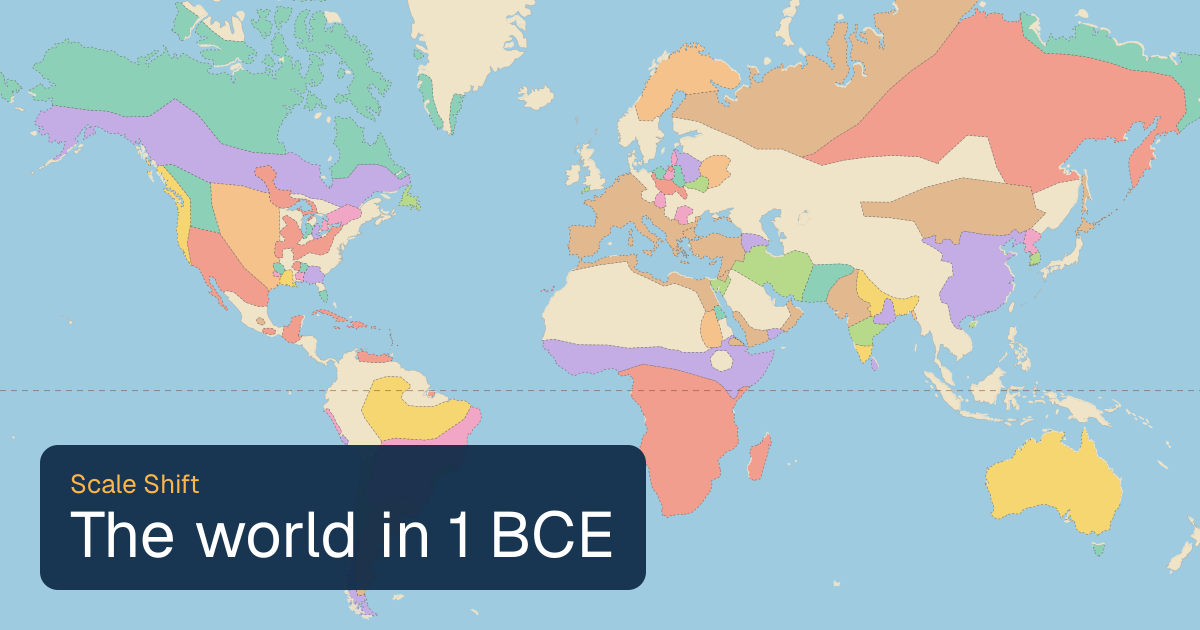 World map of borders in 1 BCE