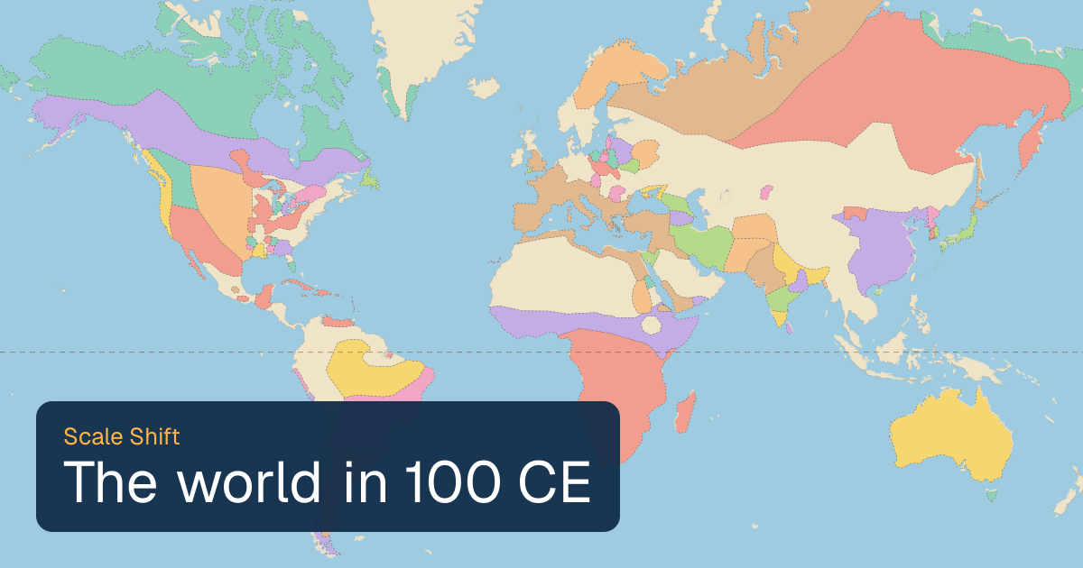 World map of borders in 100 CE