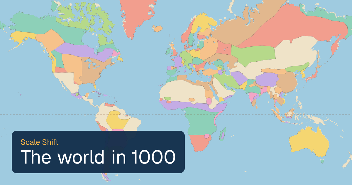 World map of borders in 1000