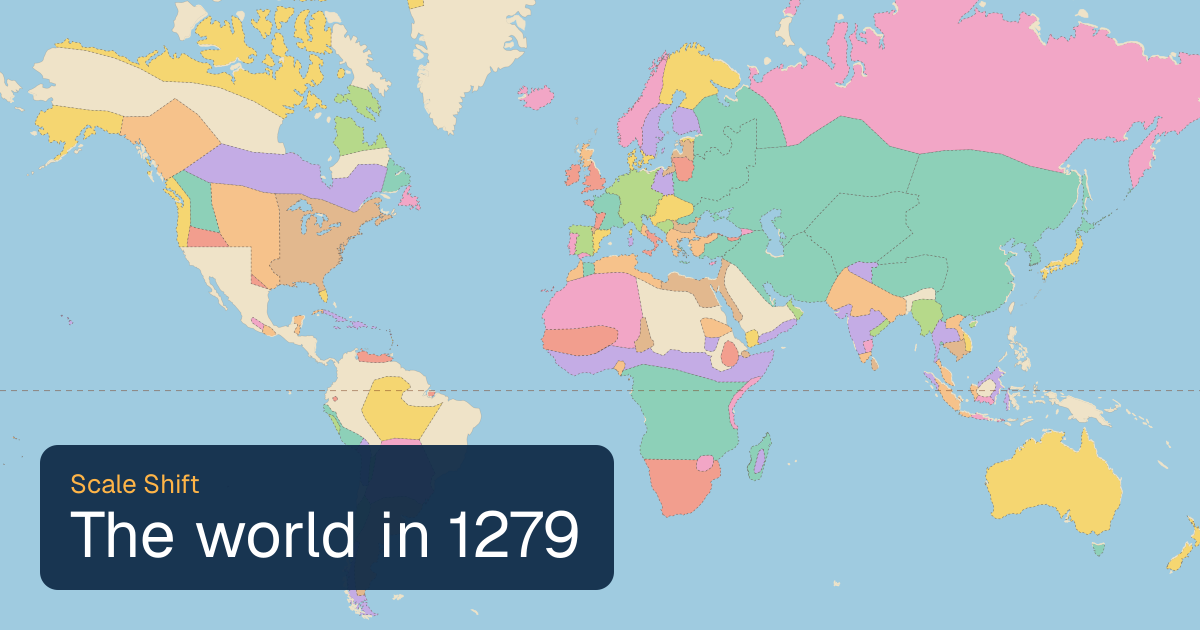 World map of borders in 1279