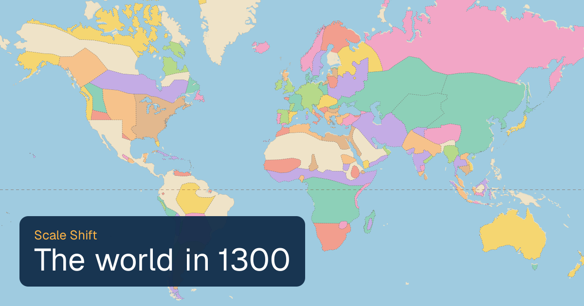 World map of borders in 1300