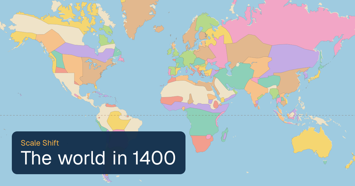 World map of borders in 1400