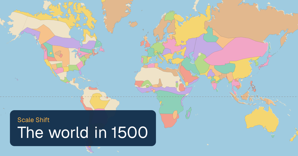 World map of borders in 1500
