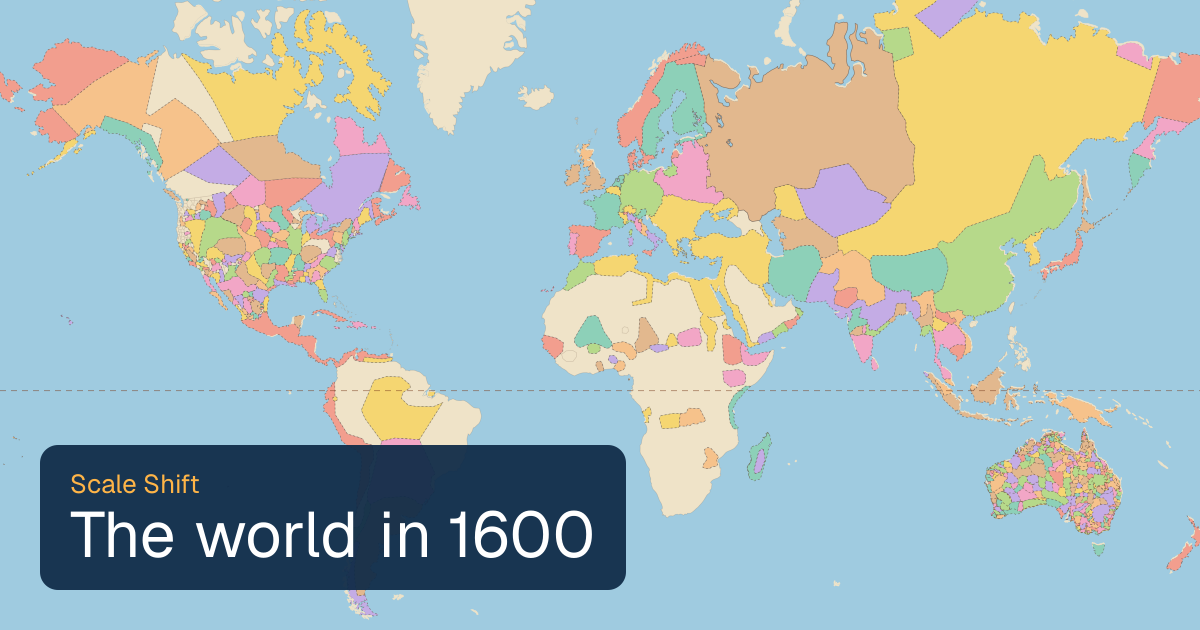 World map of borders in 1600