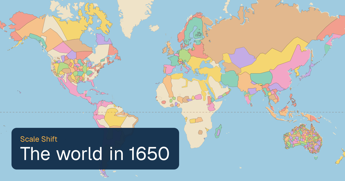 World map of borders in 1650