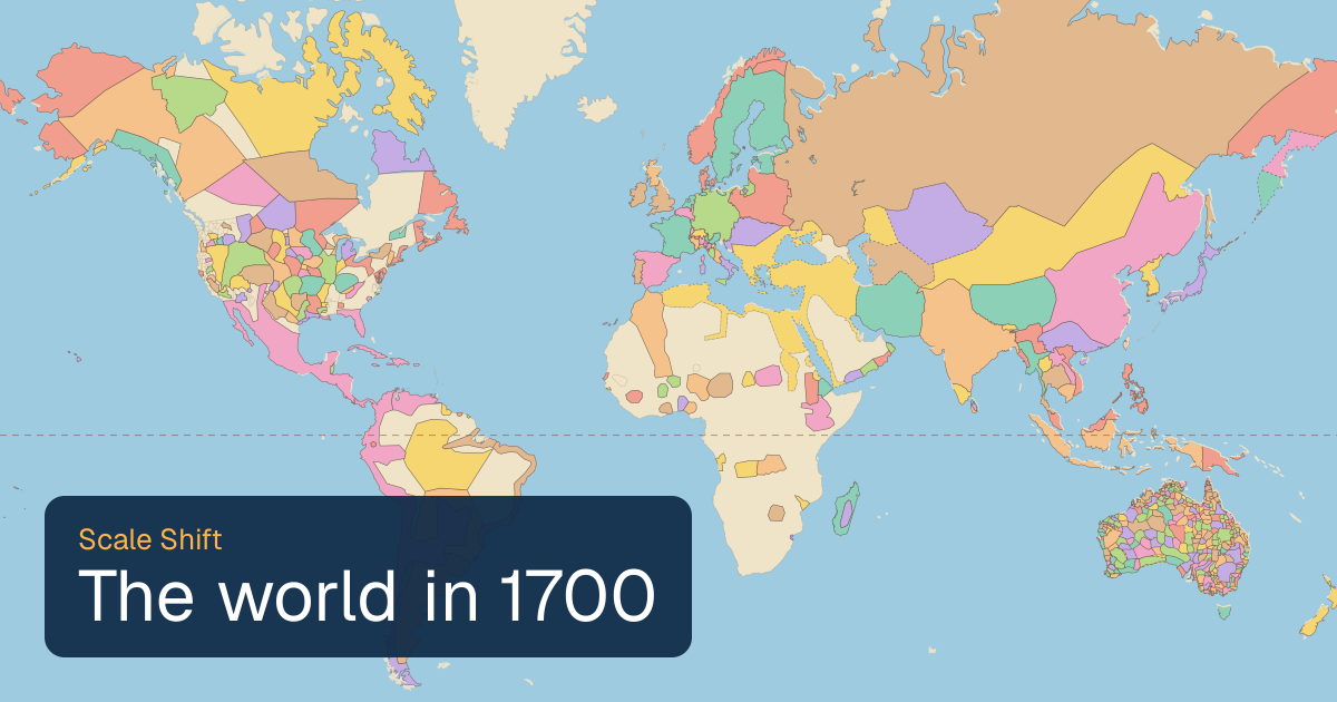 World map of borders in 1700
