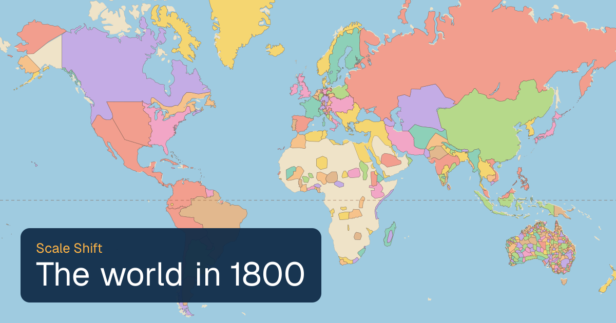 World map of borders in 1800