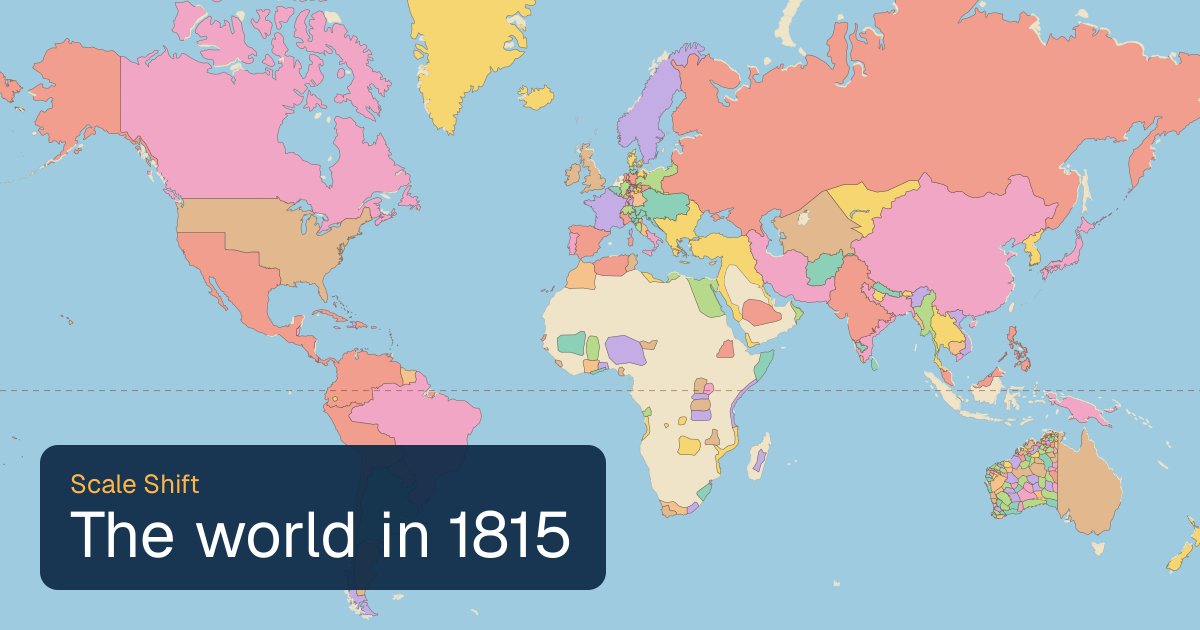 World map of borders in 1815
