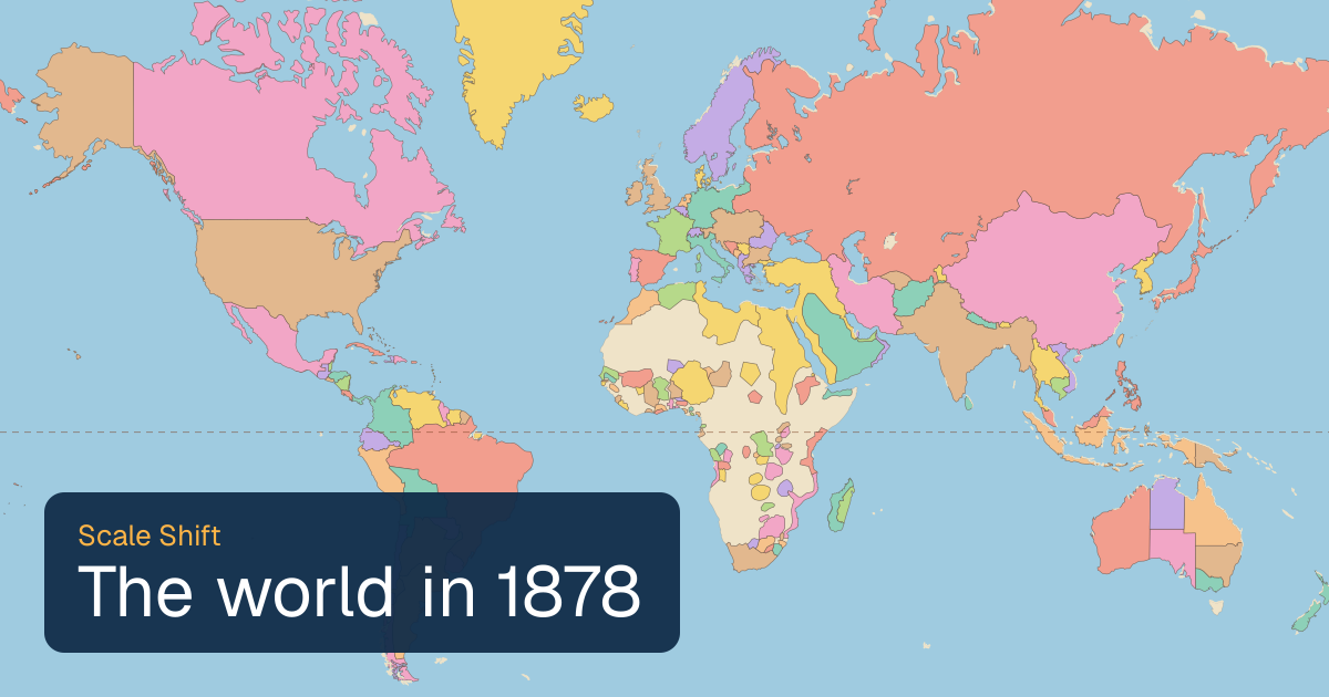 World map of borders in 1878