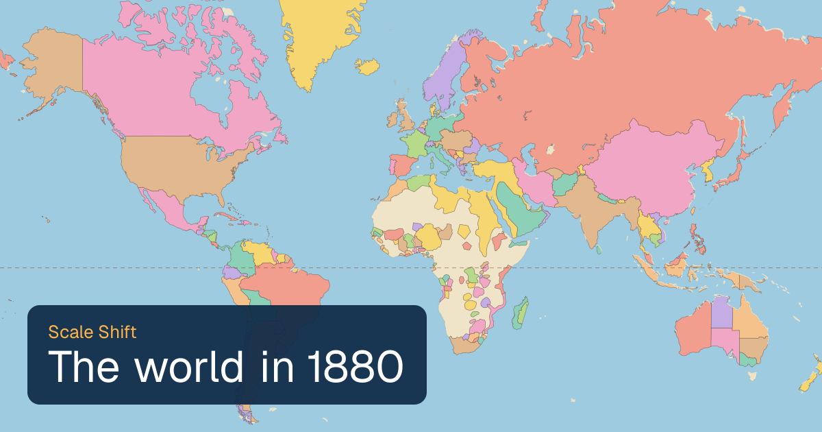 World map of borders in 1880