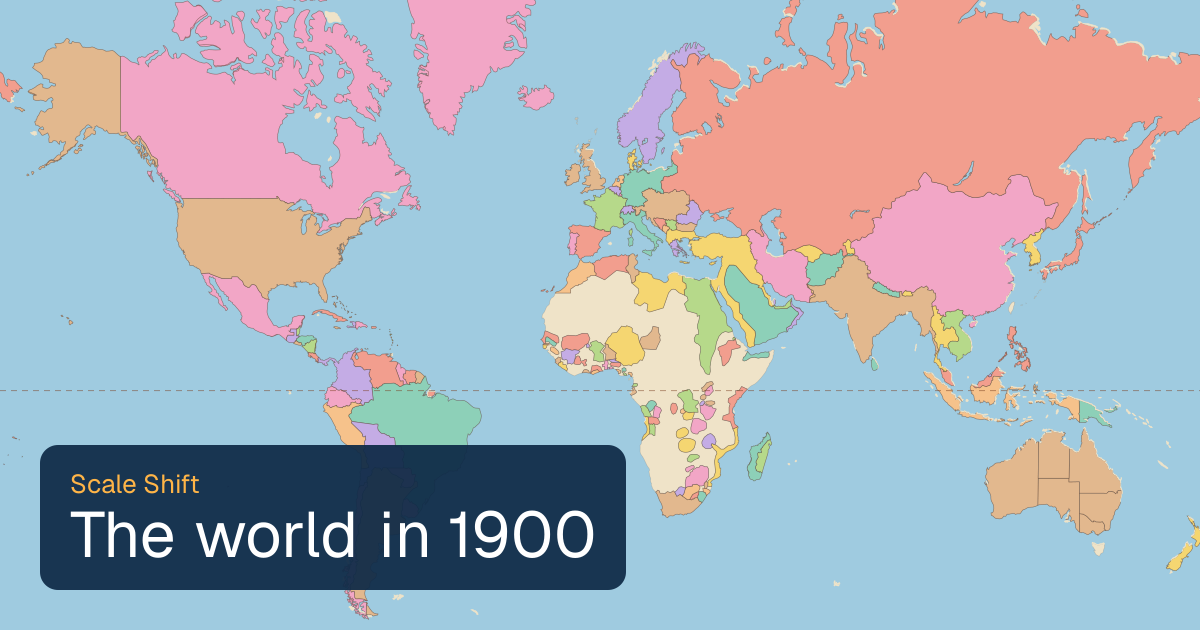 World map of borders in 1900