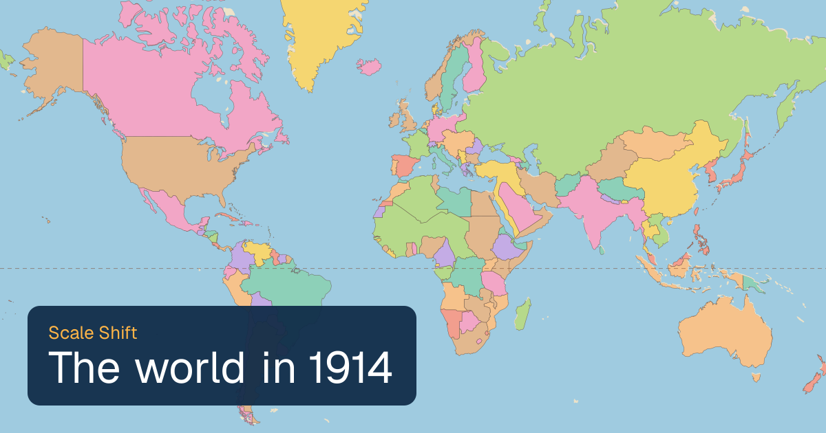 World map of borders in 1914