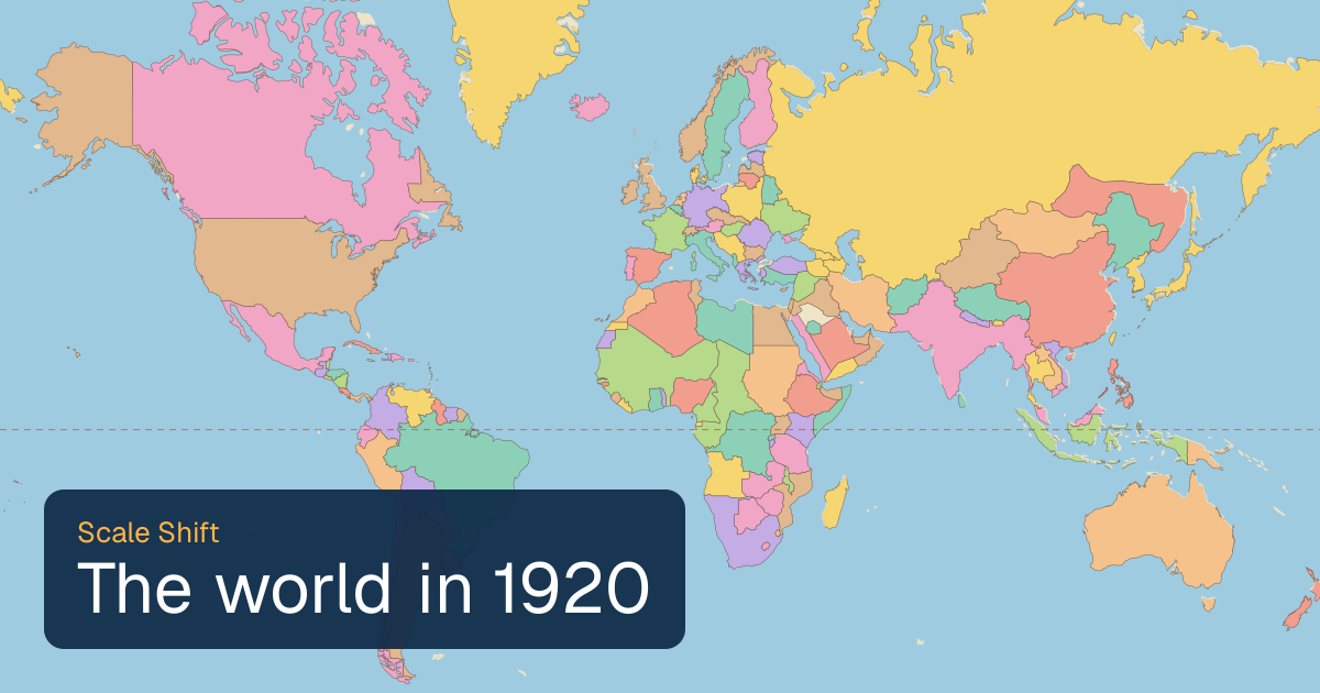 World map of borders in 1920