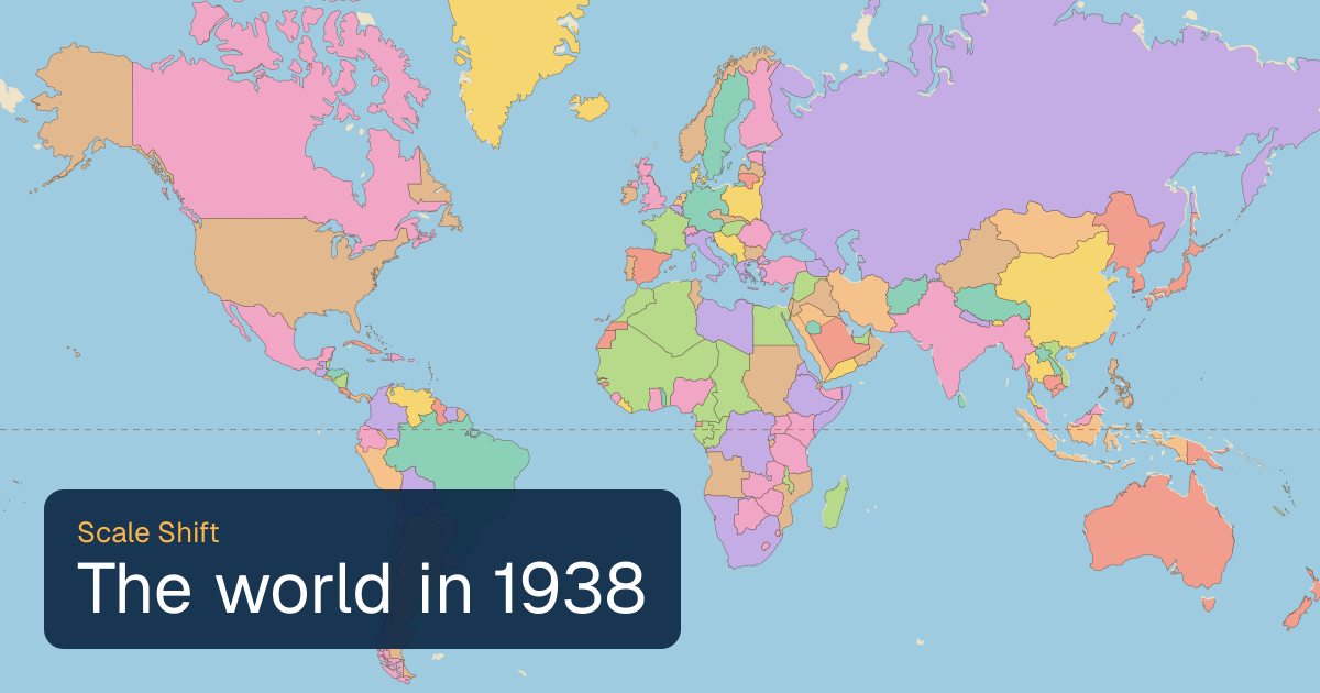 World map of borders in 1938