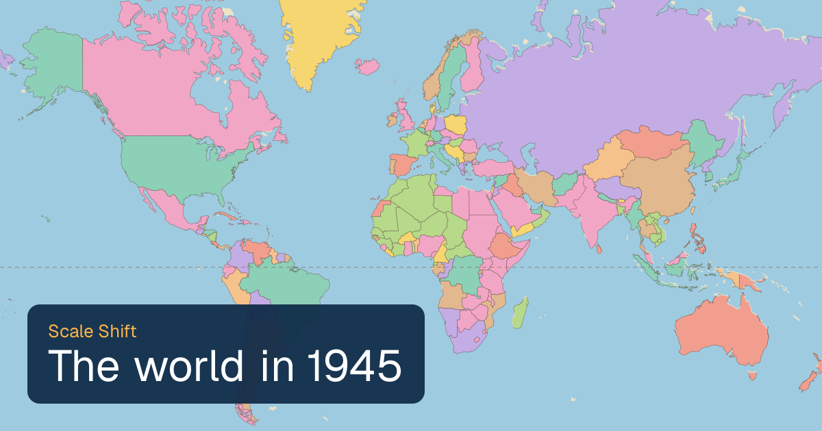 World map of borders in 1945