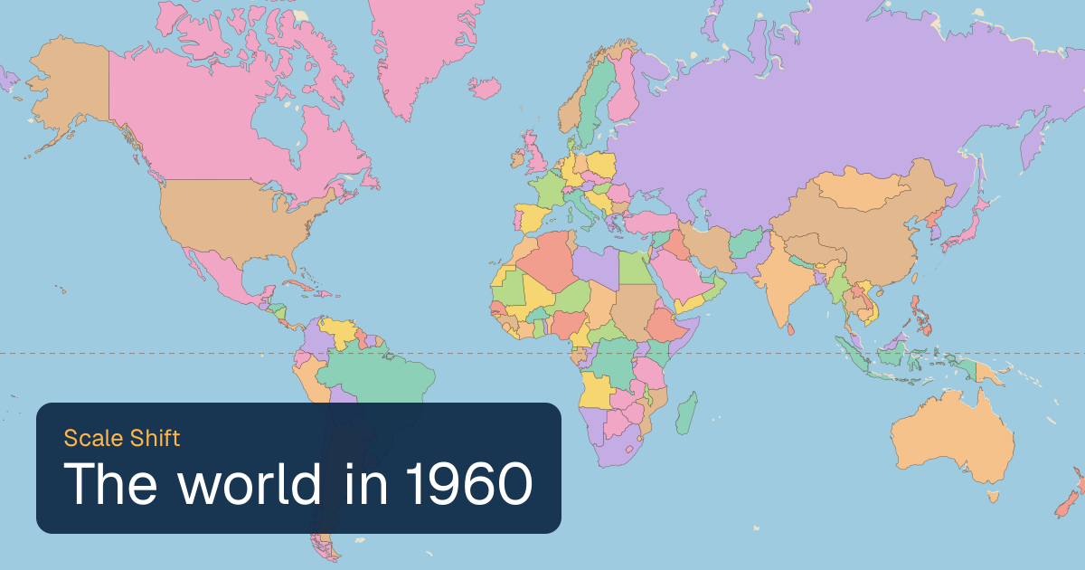 World map of borders in 1960