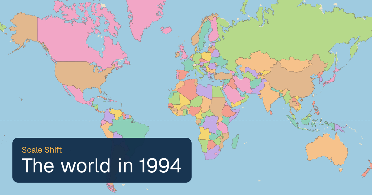 World map of borders in 1994