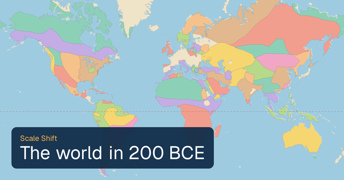 World map of borders in 200 BCE
