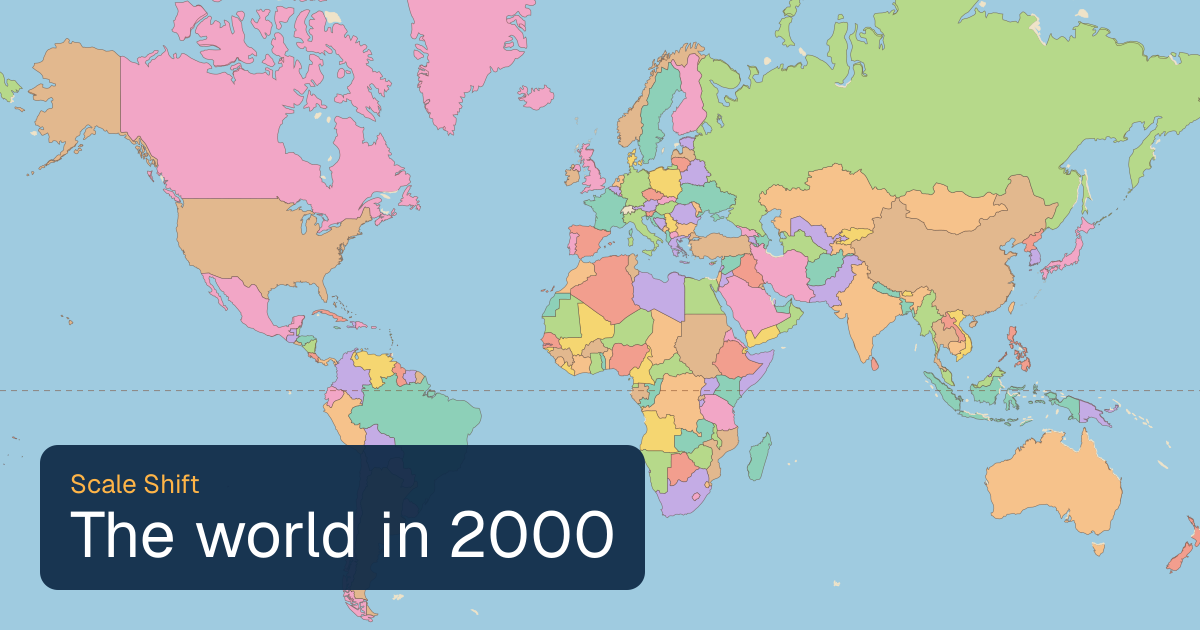 World map of borders in 2000