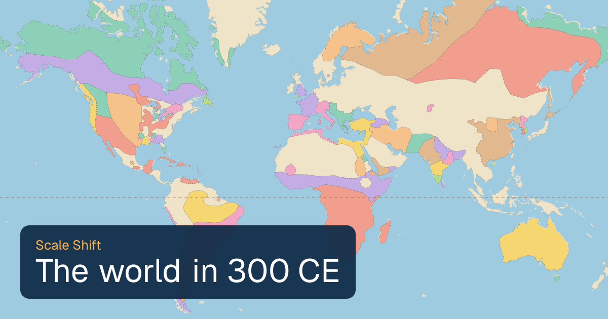 World map of borders in 300 CE