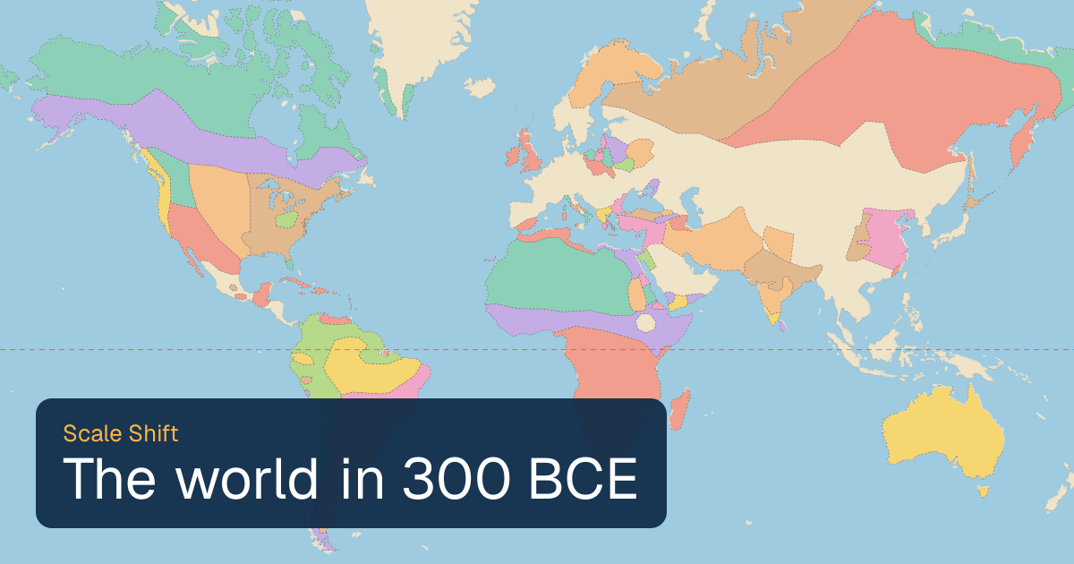World map of borders in 300 BCE