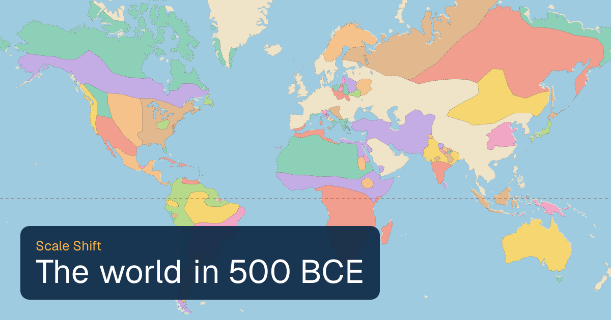 World map of borders in 500 BCE