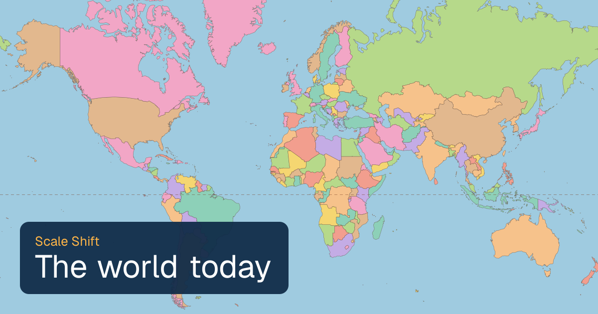 World map of borders today